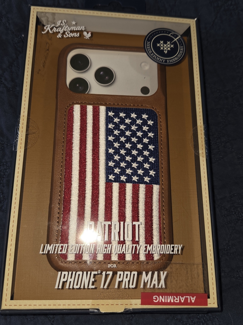 New Patriot American Flag Phone Wallet Case for iPhone 17 Pro Max - Brown. CP